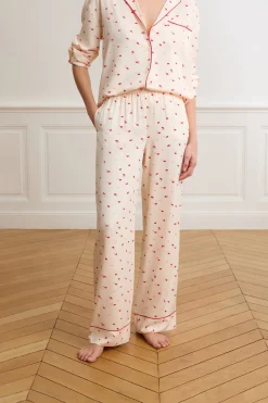 ETAM Los Pijamas Más Responsables|Partes De Abajo De Pijama|Pantalón de pijama satinados con estampado de besos IMP FOND ROSA