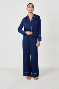 ETAM Partes De Abajo De Pijama|Los Pijamas Más Responsables|Pantalón de pijama satinados AZUL MARINO
