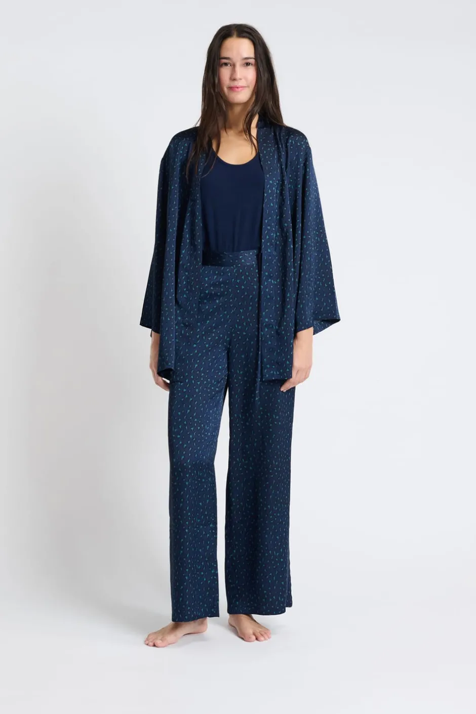 ETAM Partes De Abajo De Pijama|Pantalón de pijama satinado AZUL OSCURO
