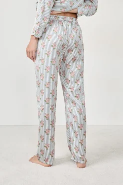 ETAM Partes De Abajo De Pijama|Los Pijamas Más Responsables|Pantalón de pijama satinados con estampado floral IMP FD BLANCO