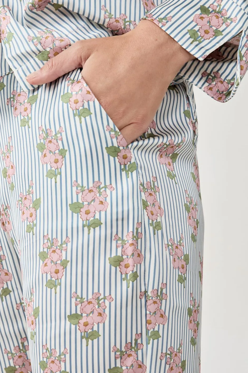 ETAM Partes De Abajo De Pijama|Los Pijamas Más Responsables|Pantalón de pijama satinados con estampado floral IMP FD BLANCO