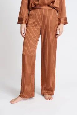 ETAM Partes De Abajo De Pijama|Los Pijamas Más Responsables|Pantalón de pijama satinado a rayas BRONZE