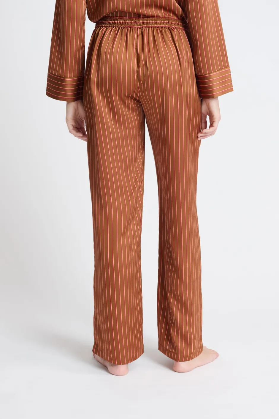 ETAM Partes De Abajo De Pijama|Los Pijamas Más Responsables|Pantalón de pijama satinado a rayas BRONZE