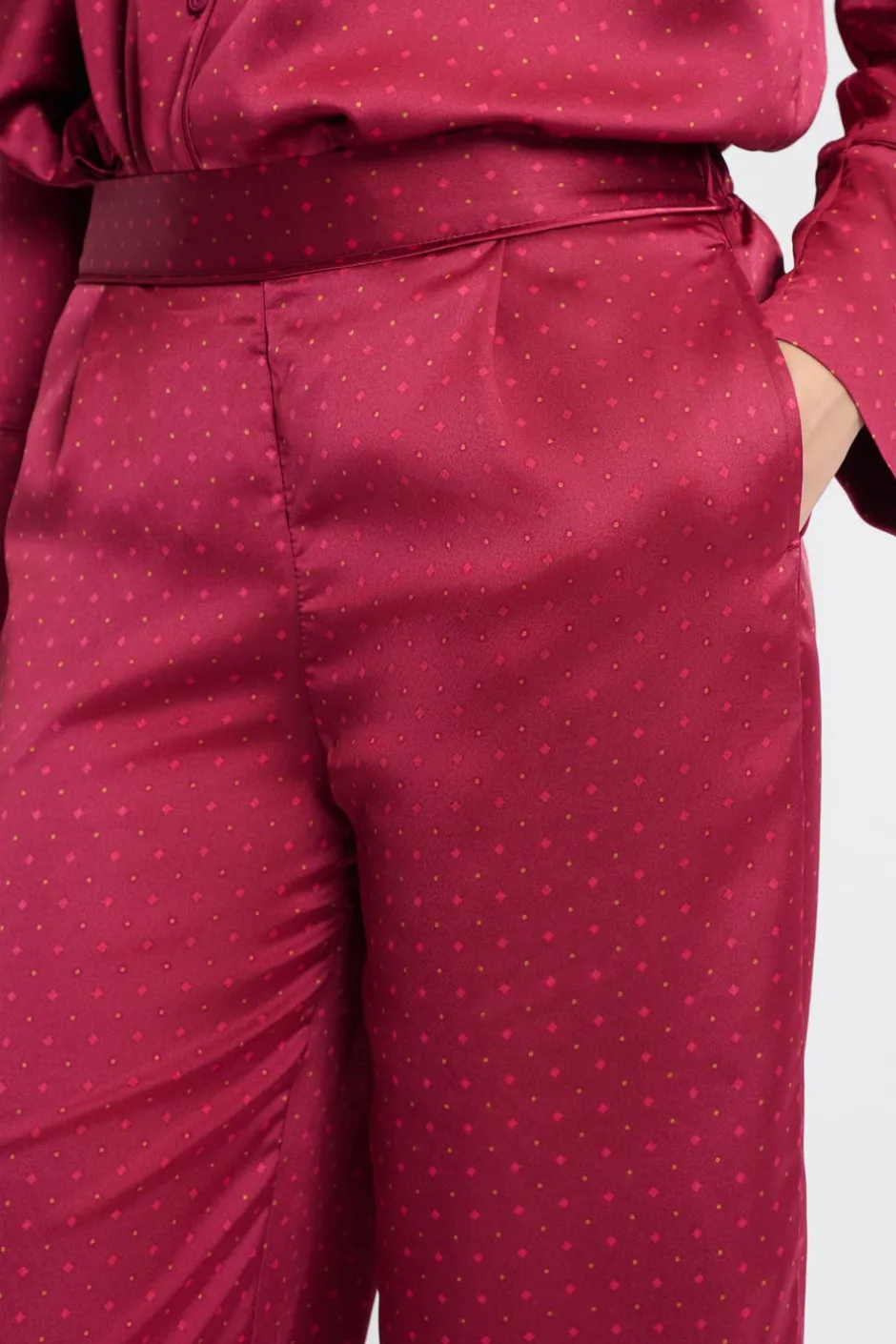 ETAM Partes De Abajo De Pijama|Los Pijamas Más Responsables|Pantalón de pijama satinado estampado ROJO