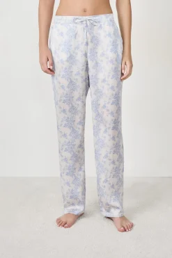 ETAM Partes De Abajo De Pijama|Pantalón de pijama satinado ESTAMPADO FONDO BLANCO
