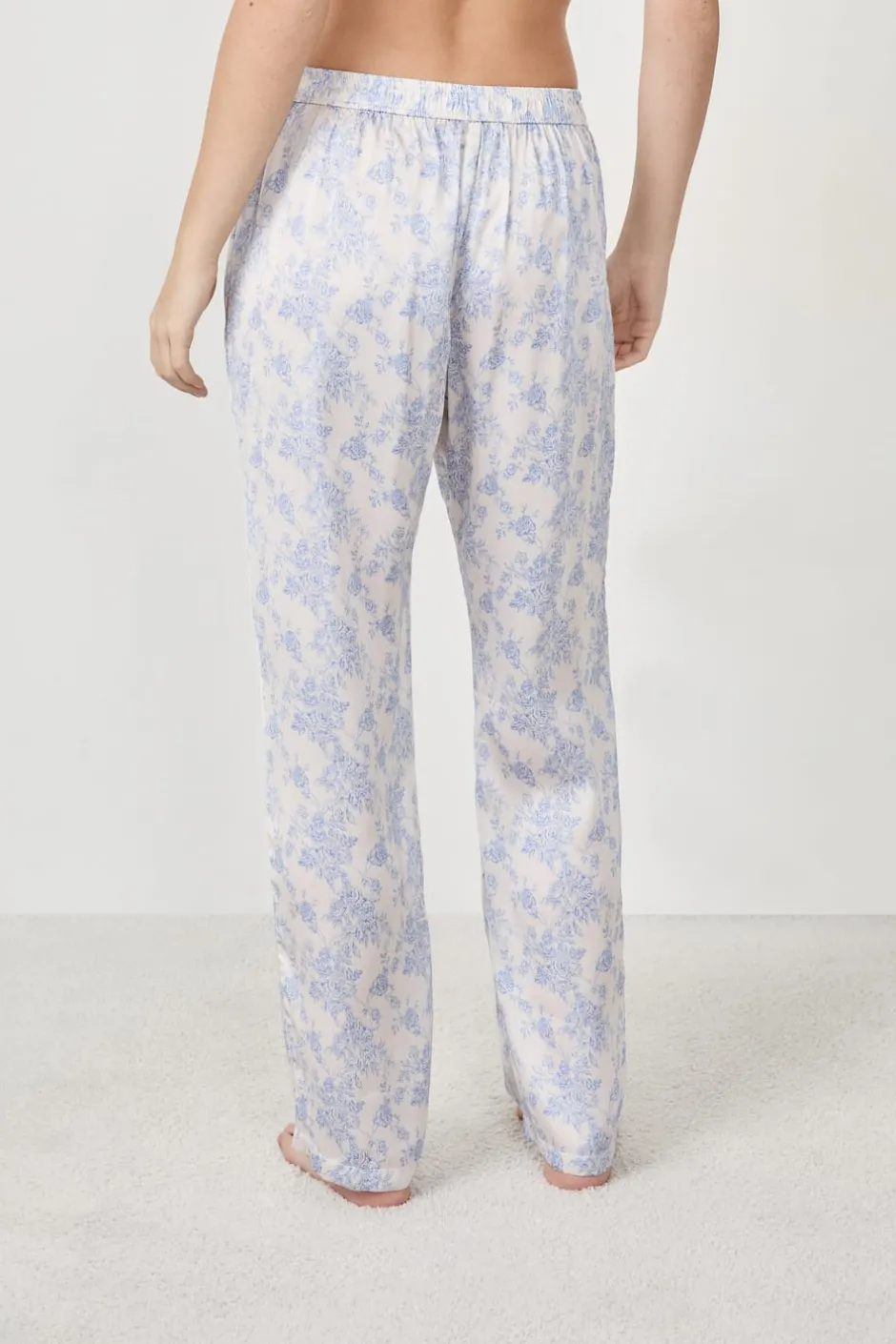 ETAM Partes De Abajo De Pijama|Pantalón de pijama satinado ESTAMPADO FONDO BLANCO