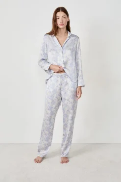 ETAM Partes De Abajo De Pijama|Pantalón de pijama satinado ESTAMPADO FONDO BLANCO