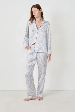 ETAM Partes De Abajo De Pijama|Pantalón de pijama satinado ESTAMPADO FONDO BLANCO