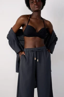 ETAM Túnicas Y Vestidos De Playa|Pantalón de playa ancho de lino ANTHRACITE