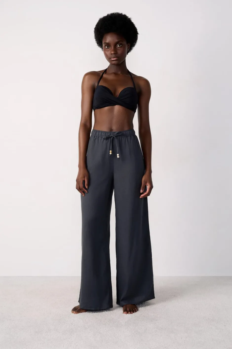 ETAM Túnicas Y Vestidos De Playa|Pantalón de playa ancho de lino ANTHRACITE
