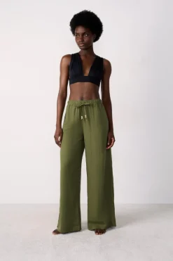 ETAM Túnicas Y Vestidos De Playa|Pantalón de playa ancho de lino KAKI