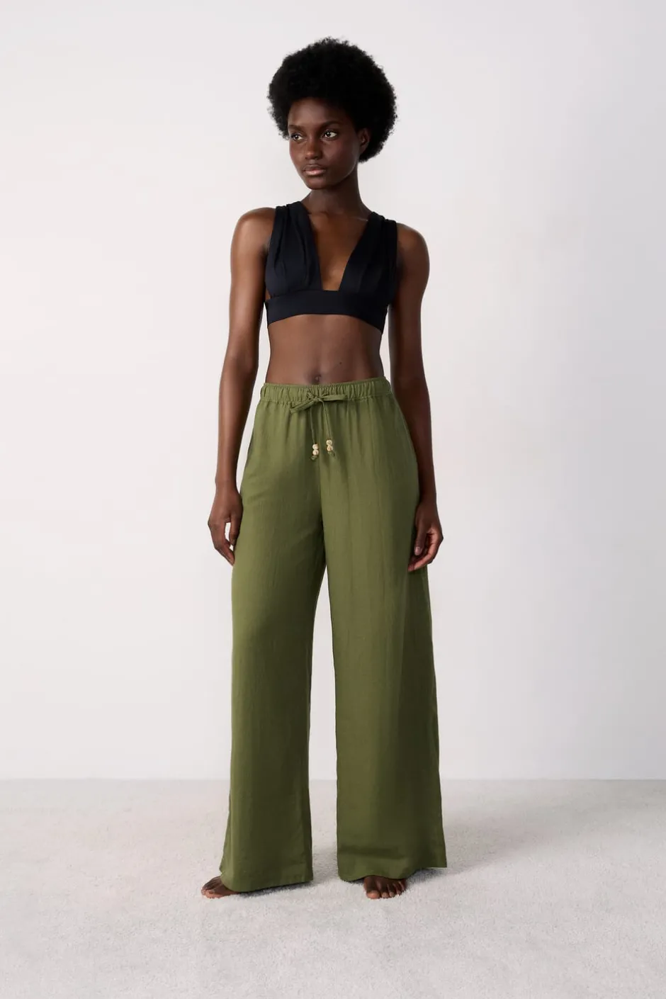 ETAM Túnicas Y Vestidos De Playa|Pantalón de playa ancho de lino KAKI