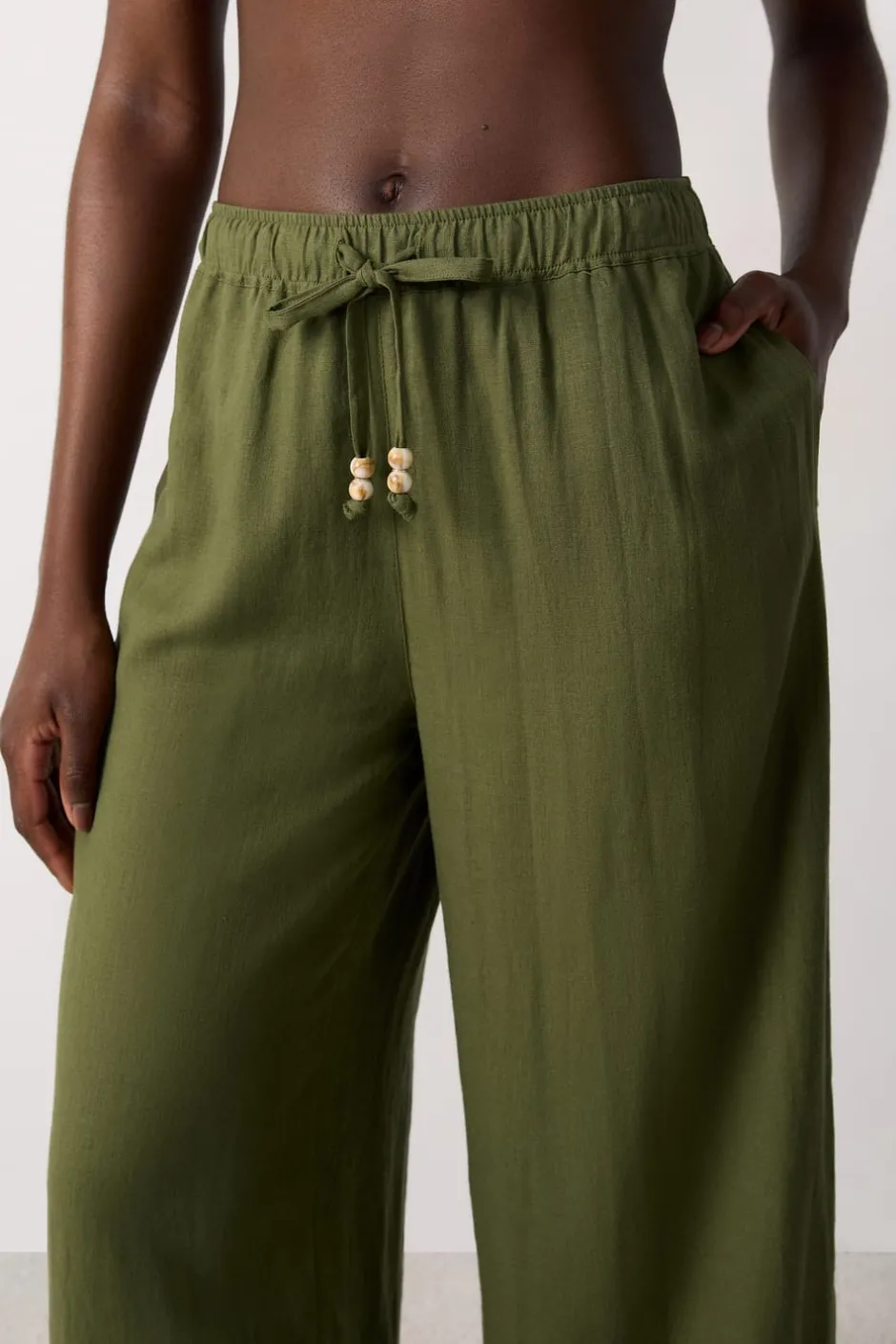 ETAM Túnicas Y Vestidos De Playa|Pantalón de playa ancho de lino KAKI