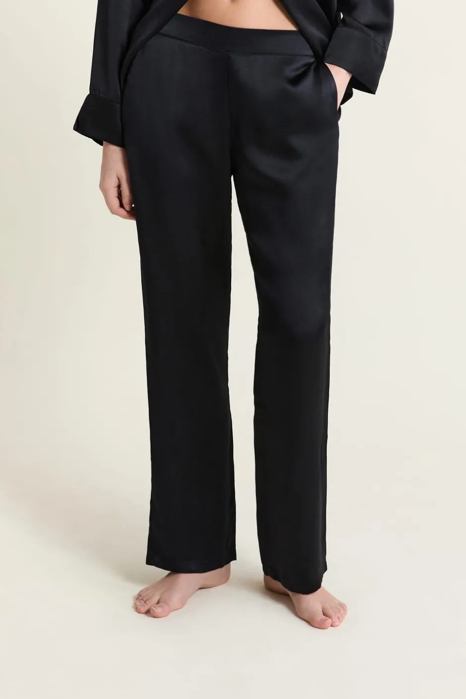 ETAM Pijamas De Seda|Partes De Abajo De Pijama|Pantalón de seda NEGRO