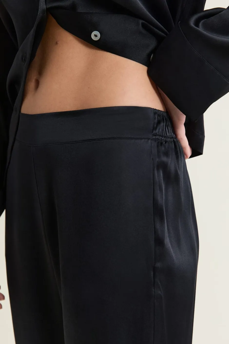 ETAM Pijamas De Seda|Partes De Abajo De Pijama|Pantalón de seda NEGRO