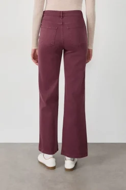 ETAM Corte Ancho|Pantalón rectos de algodón BURDEOS GRANATE