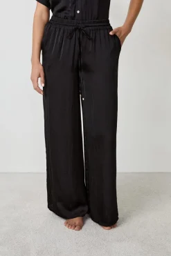 ETAM Partes De Abajo De Pijama|Pantalón satinado de corte ancho NEGRO