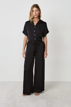ETAM Partes De Abajo De Pijama|Pantalón satinado de corte ancho NEGRO