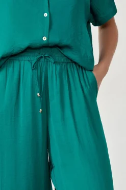 ETAM Partes De Abajo De Pijama|Pantalón satinado de corte ancho VERDE
