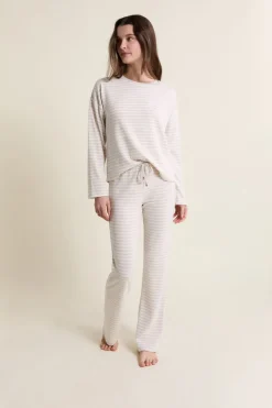 ETAM Homewear|Los Pijamas Más Responsables|Pantalon de pyjama à rayures BEIGE