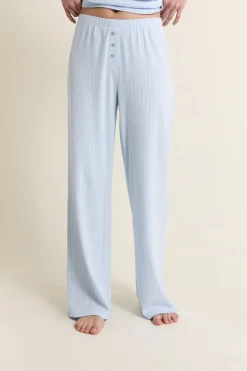 ETAM Los Pijamas Más Responsables|Pijamas Esenciales|Pantalon de pyjama en coton en pointelle BLEU AZUR