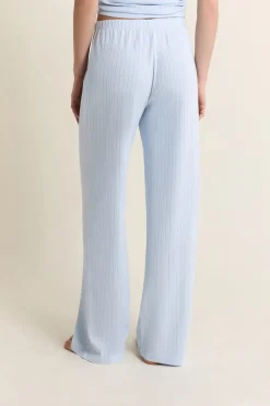 ETAM Los Pijamas Más Responsables|Pijamas Esenciales|Pantalon de pyjama en coton en pointelle BLEU AZUR