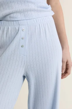 ETAM Los Pijamas Más Responsables|Pijamas Esenciales|Pantalon de pyjama en coton en pointelle BLEU AZUR