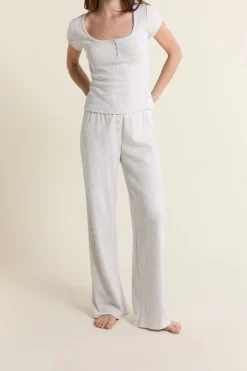 ETAM Los Pijamas Más Responsables|Pijamas Esenciales|Pantalon de pyjama en coton en pointelle GRIS