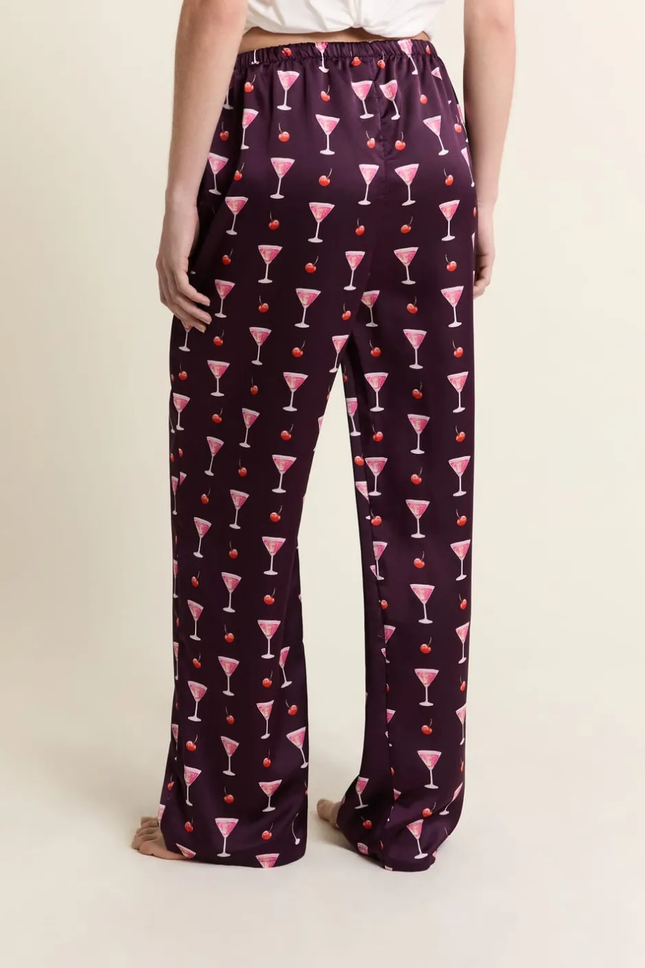 ETAM Partes De Abajo De Pijama|Pantalon de pyjama satiné à motifs mocktails IMP FD MARRON