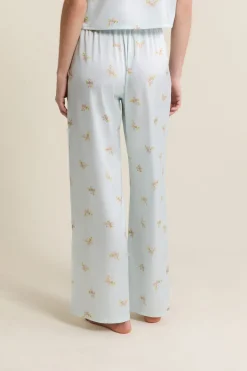 ETAM Los Pijamas Más Responsables|Partes De Abajo De Pijama|Pantalon de pyjama satiné à motifs IMP BLEU VERT