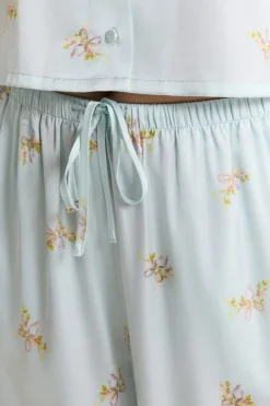 ETAM Los Pijamas Más Responsables|Partes De Abajo De Pijama|Pantalon de pyjama satiné à motifs IMP BLEU VERT
