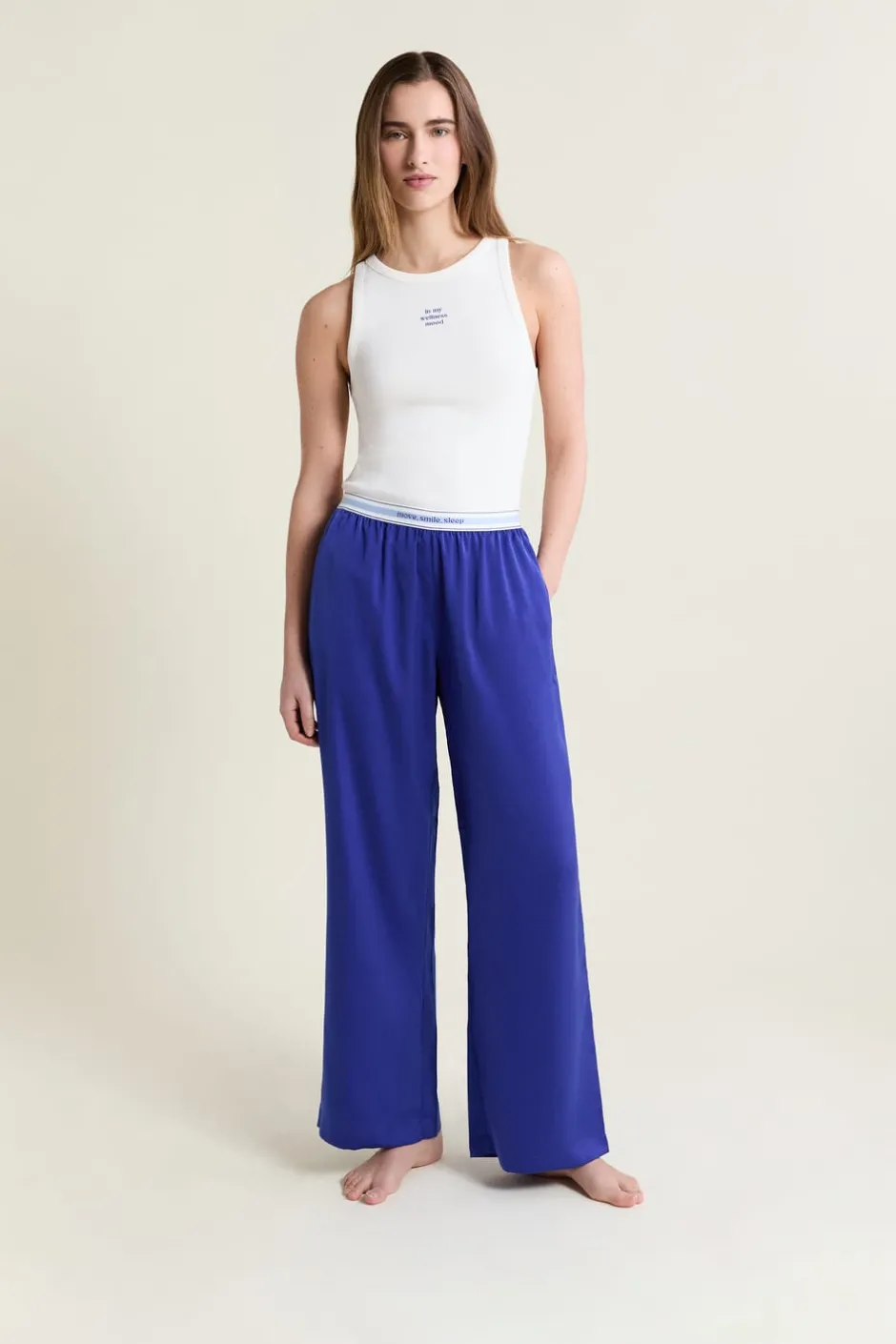 ETAM Los Pijamas Más Responsables|Partes De Abajo De Pijama|Pantalon de pyjama taille élastique "move, smile, sleep" BLEU ROYAL