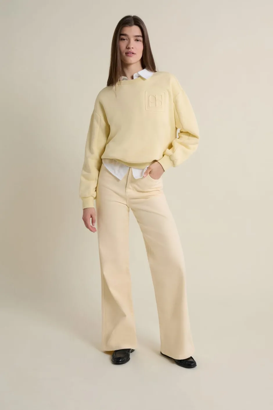 ETAM Corte Ancho|Jeans|Pantalon droit taille haute VANILLE