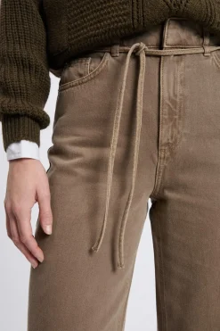 ETAM Corte Ancho|Pantalon large avec cordon en coton TAUPE