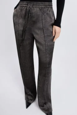 ETAM Corte Ancho|Pantalones|Pantalon large satiné à imprimé serpent IMP FD BRIQUE