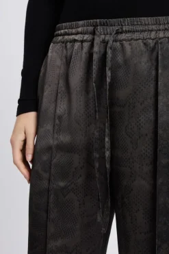 ETAM Corte Ancho|Pantalones|Pantalon large satiné à imprimé serpent IMP FD BRIQUE