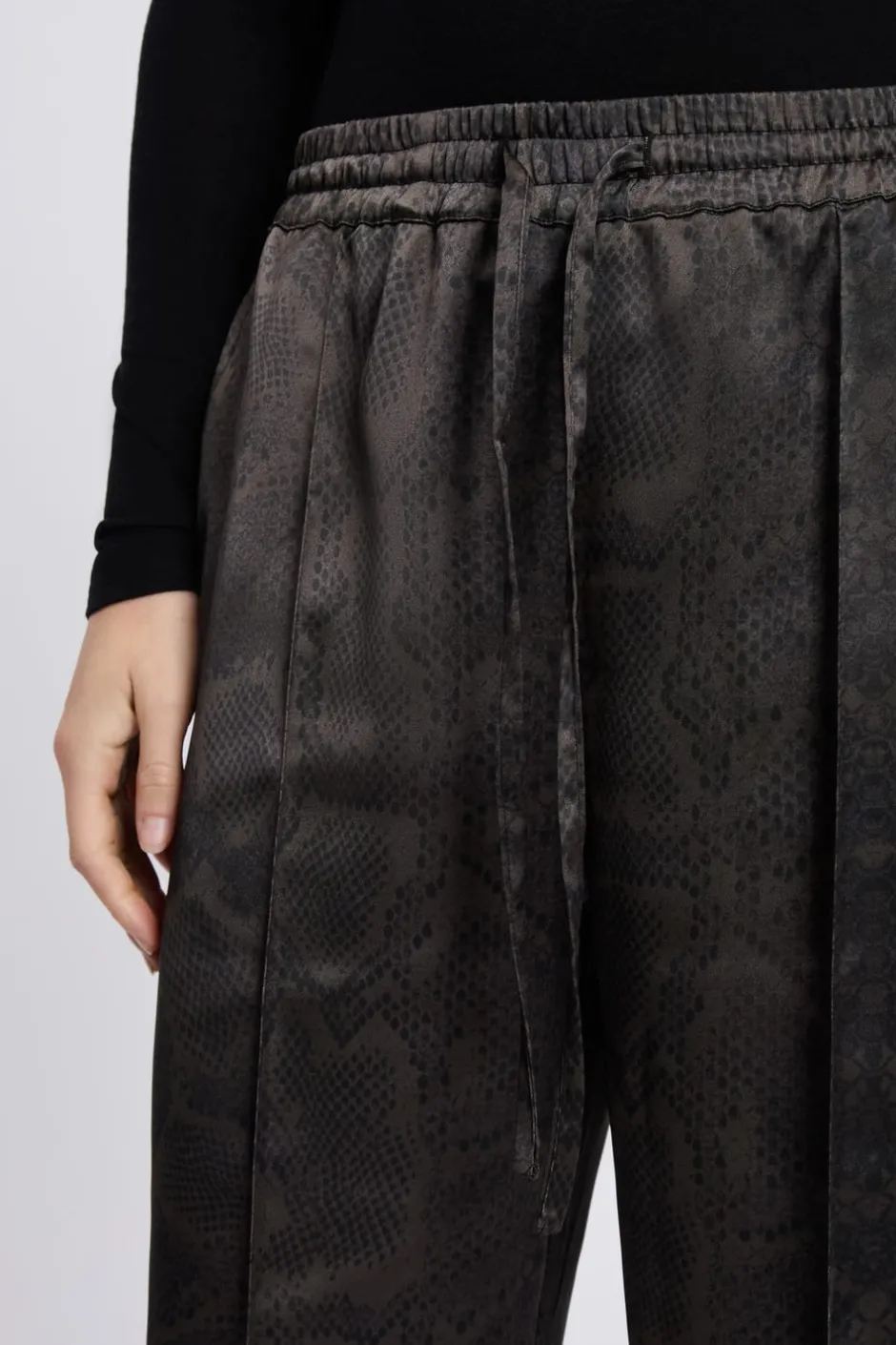 ETAM Corte Ancho|Pantalones|Pantalon large satiné à imprimé serpent IMP FD BRIQUE