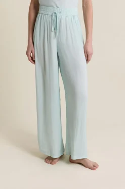 ETAM Partes De Abajo De Pijama|Pantalon satiné coupe large BLEU VERT