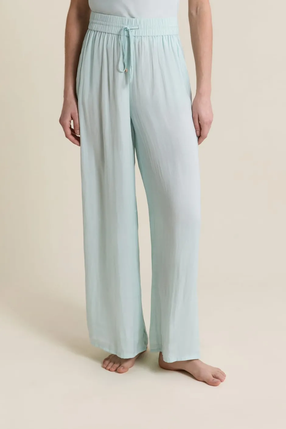 ETAM Partes De Abajo De Pijama|Pantalon satiné coupe large BLEU VERT