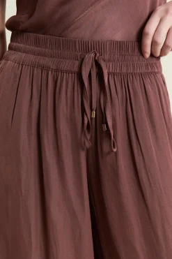 ETAM Partes De Abajo De Pijama|Pantalon satiné coupe large CHOCOLAT