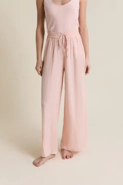 ETAM Partes De Abajo De Pijama|Pantalon satiné coupe large ROSE POUDRE