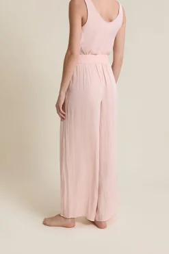 ETAM Partes De Abajo De Pijama|Pantalon satiné coupe large ROSE POUDRE