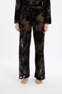 ETAM Partes De Abajo De Pijama|Pijamas Sexy|Pantalon transparent à motif floral NOIR