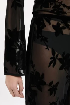 ETAM Partes De Abajo De Pijama|Pijamas Sexy|Pantalon transparent à motif floral NOIR