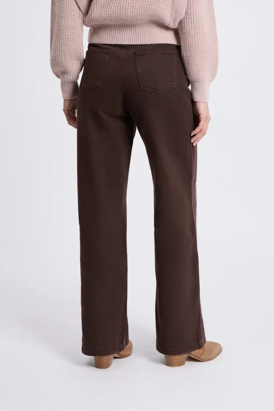 ETAM Corte Ancho|Jeans|Pantalones anchos con cordón de algodón MARRÓN