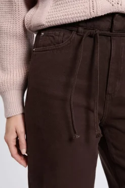 ETAM Corte Ancho|Jeans|Pantalones anchos con cordón de algodón MARRÓN