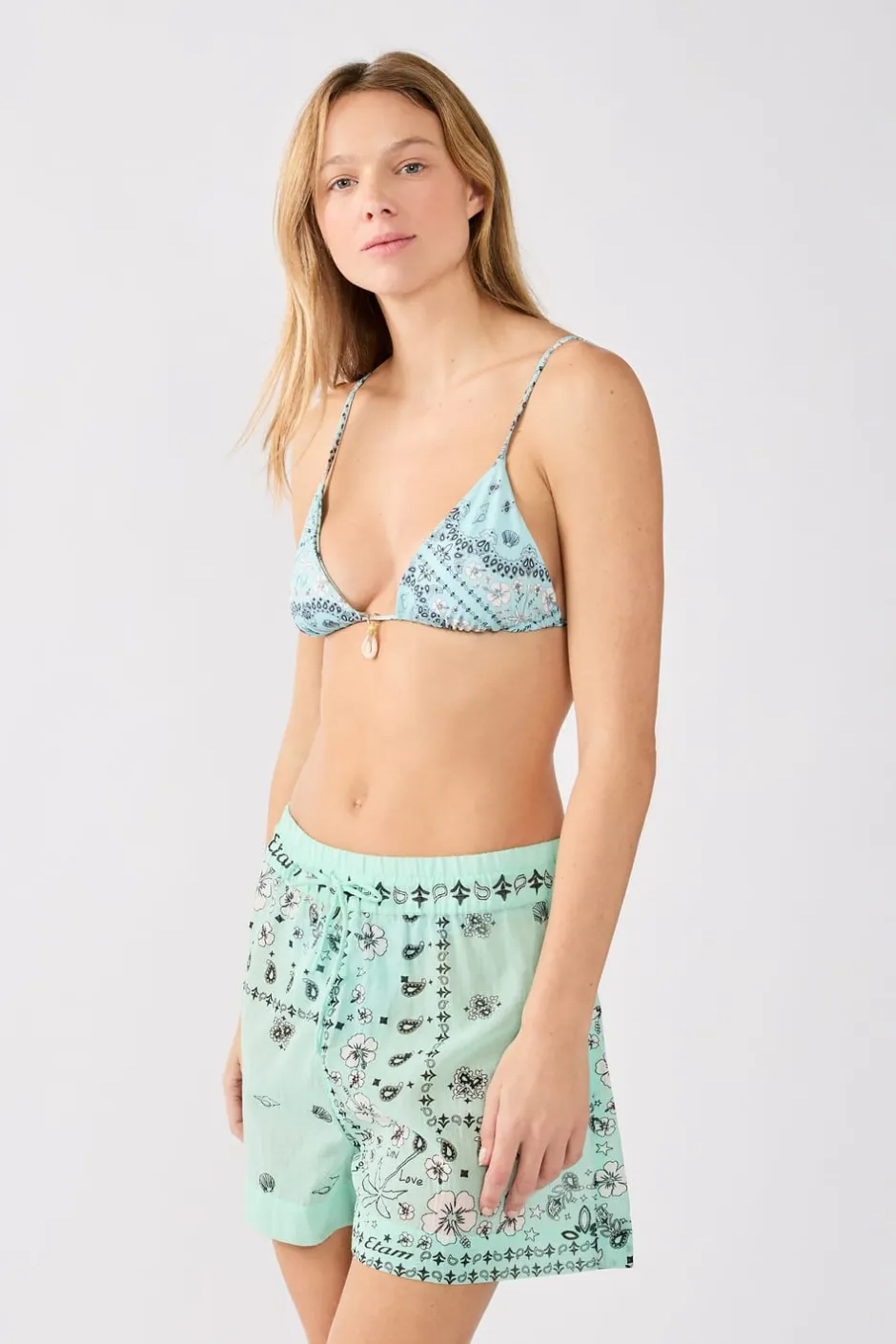 ETAM Túnicas Y Vestidos De Playa|Pantalones cortos de algodón estampados ESTAMPADO FONDO VERDE