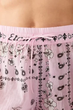 ETAM Túnicas Y Vestidos De Playa|Pantalones cortos de algodón estampados ESTAMPADO FONDO ROSA