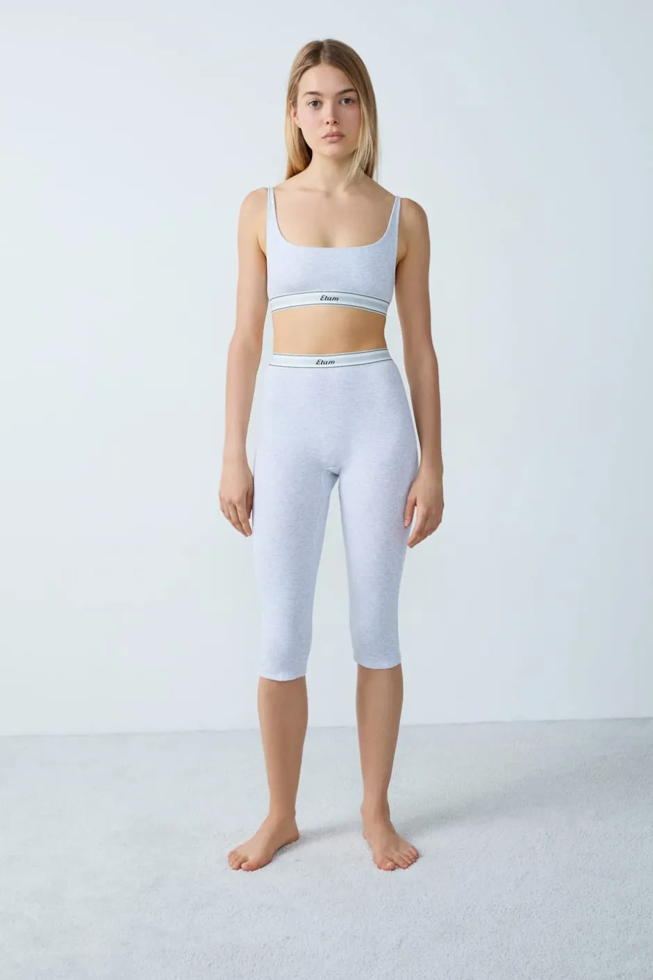 ETAM Culotte|Pantalones cortos de ciclista de algodón acanalado GRIS CLARO