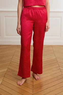 ETAM Los Pijamas Más Responsables|Partes De Abajo De Pijama|Pantalones de pijama de satén con lunares ROJO